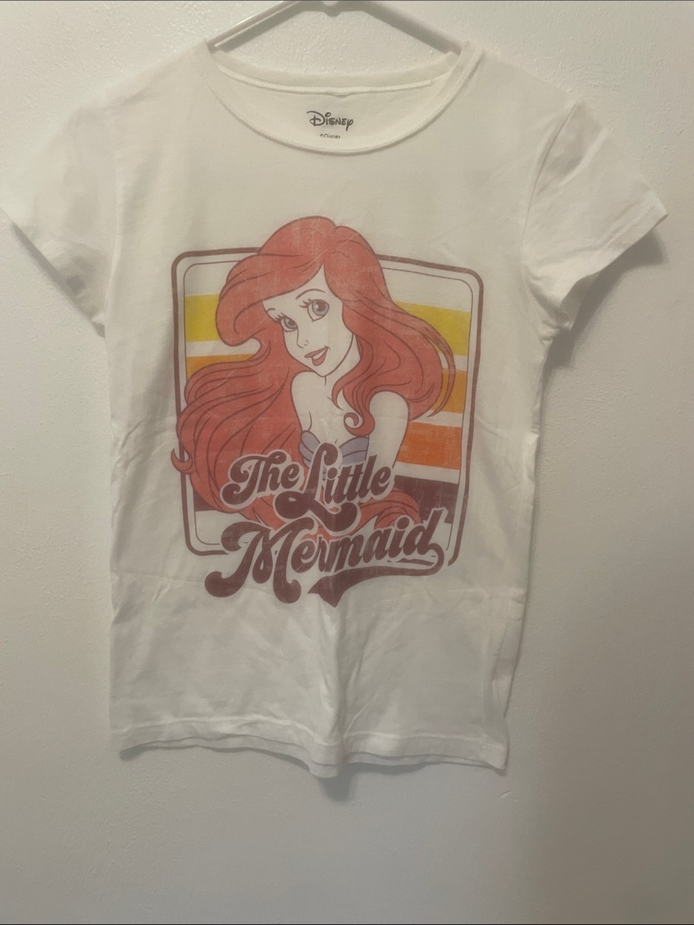 Disney White Tee with Ariel Retro Graphic